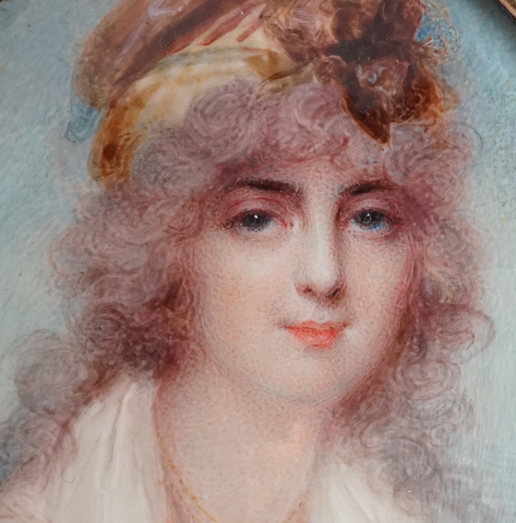 Mrs Anne Mee, née Foldsone (British, 1775-1851), Portrait miniature of a lady wearing a white dress and gold chain with a heart shaped locket, watercolour on ivory, 7.6 x 5.8cm. CITES Submission reference HQJ8KNQ9